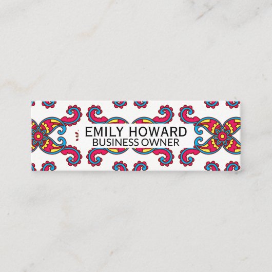 Colorful Paisley Flower Pattern Mini Visitekaartje (Voorkant)