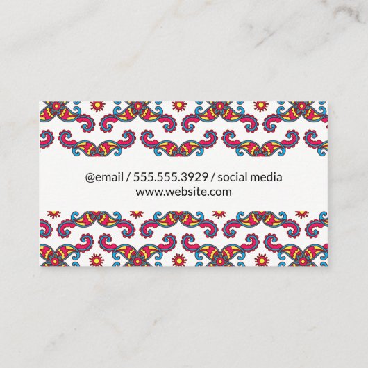 Colorful Paisley Flower Pattern Visitekaartje (Achterkant)