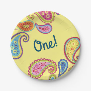 Colorful Paisley Kids Birthday Party Papieren Bordje