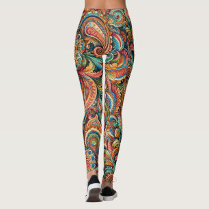 Colorful Paisley Leggings, bedrukt Leggings