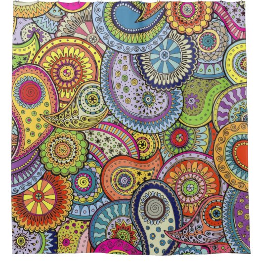 Colorful Paisley-ontwerp Douchegordijn (Voorkant)