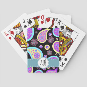 Colorful Paisley, Paisley Pattern, Boteh, Monogram Speelkaarten
