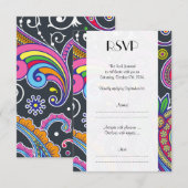 Colorful Paisley, Paisley Pattern, Wedding RSVP Kaartje (Voorkant / Achterkant)
