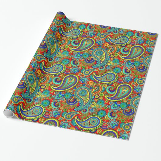 Colorful  Paisley Pattern Cadeaupapier (Uitgerold)