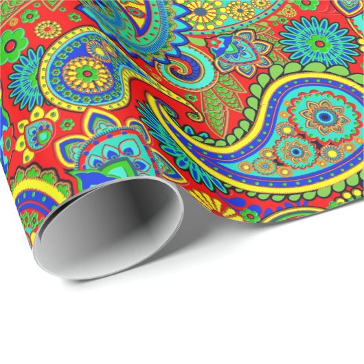 Colorful  Paisley Pattern Cadeaupapier (Rol Hoek)