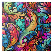 Colorful Paisley Pattern Tegeltje (Voorkant)