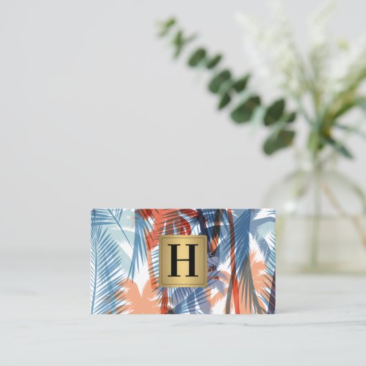 Colorful Palm Trees Pattern Visitekaartje (Staand voorkant)