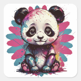 Colorful Panda Vierkante Sticker
