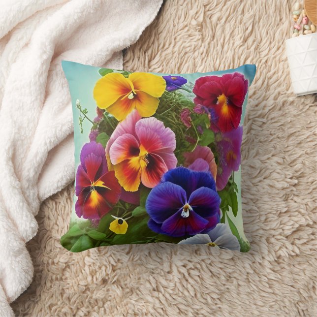 Colorful Pansies - AI ART Kussen (Deken)