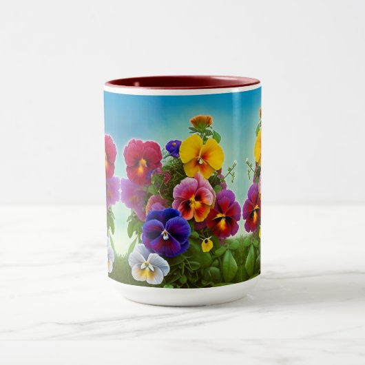 Colorful Pansies - AI ART Mok (Midden)