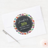 Colorful Parisian Macarons Pattern Birthday Ronde Sticker (Envelop)