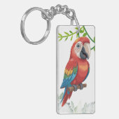 Colorful Parrot Acrylic Keychain – Bird & Plant (Voorkant Links)
