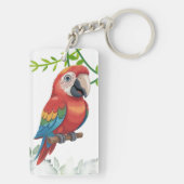 Colorful Parrot Acrylic Keychain – Bird & Plant (achterkant)