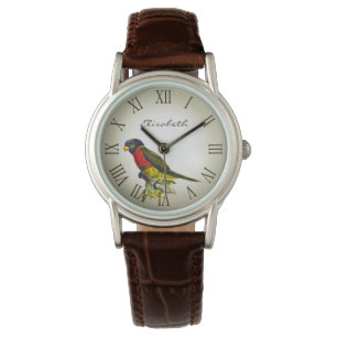 Colorful parrot-illustratienaam horloge