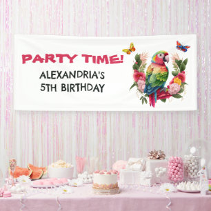 Colorful Parrot Tropical Child's Birthday Party Spandoek