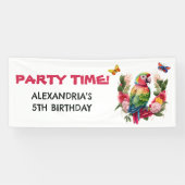 Colorful Parrot Tropical Child's Birthday Party Spandoek (Horizontaal)