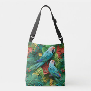 Colorful parrots kirigami crossbody tas