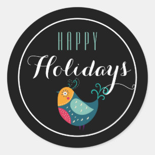 Colorful Partridge Happy Holiday Sticker