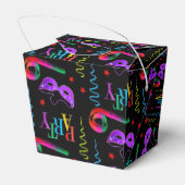 Colorful Party Masks Celebration Collage Black Bedankdoosjes (Achterkant)