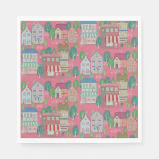 Colorful Party Paper Napkin — Strawberry Sherbet Servet