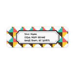 Colorful Pastel Aztec Native American Pattern Etiket
