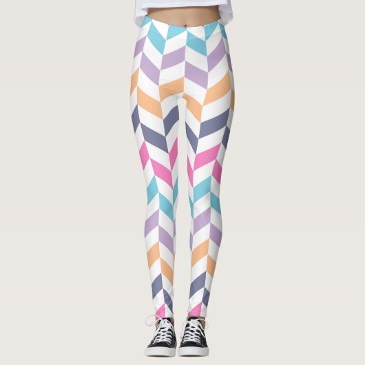 Colorful Pastel Chevron Pattern Leggings (Voorkant)