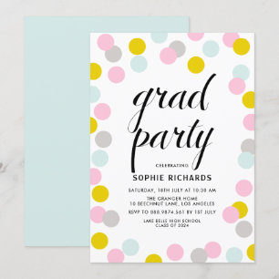 Colorful Pastel Confetti Stippen Graduation Party Kaart