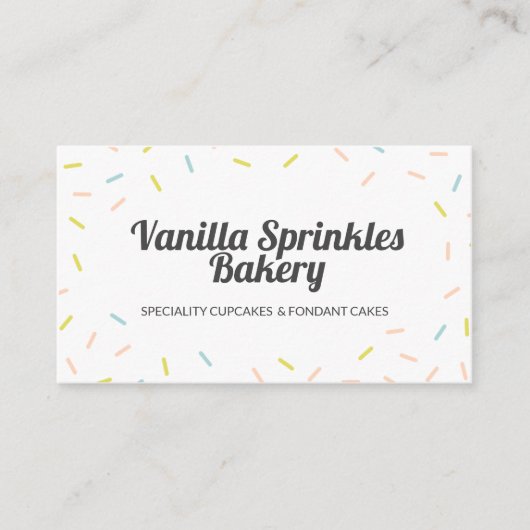 Colorful Pastel Cupcake Sprinkles Bakery Visitekaartje (Voorkant)