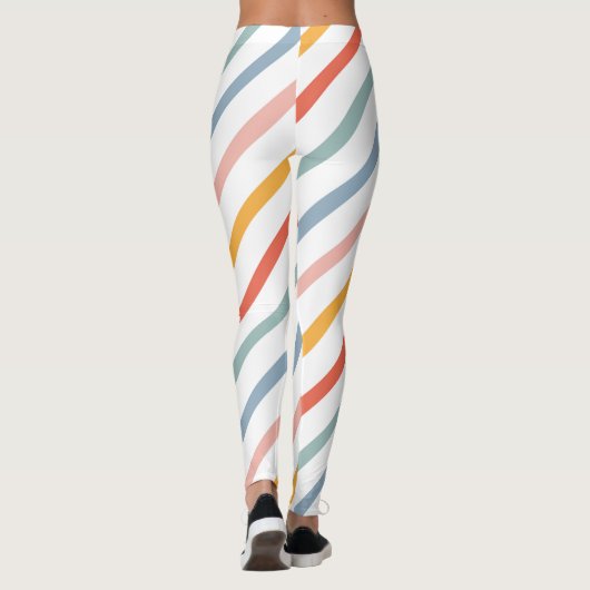Colorful Pastel Diagonal Stripes Leggings (Achterkant)