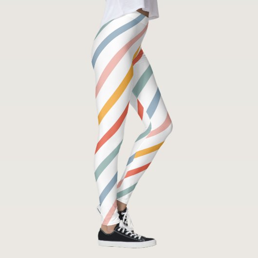 Colorful Pastel Diagonal Stripes Leggings (Rechts)