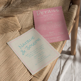 Colorful Pastel Hand Written All In One Wedding   Kaart