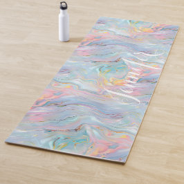 Colorful Pastel Holographic Marble Swirls Yogamat