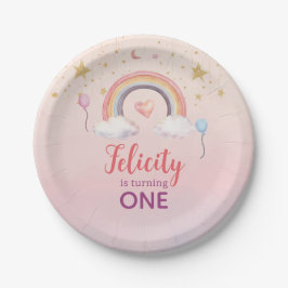 Colorful Pastel Rainbow Girl Birthday Papieren Bordje