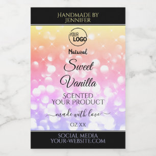 Colorful Pastel Rainbow Glitter Product Labels Voedselcontainer Etiket