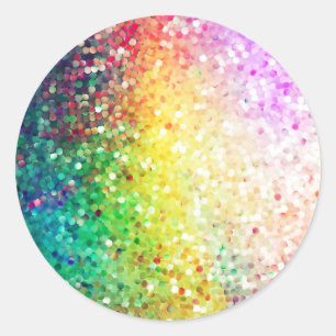 Colorful Pastel Tones Retro Glitter Ronde Sticker