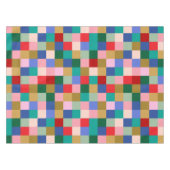 Colorful Patchwork Checkerboard Modern Holiday Tafelkleed (Voorkant (Horizontaal))