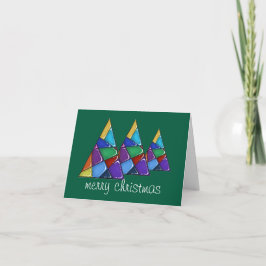 Colorful Patchwork Christmas Tree Card Bedankkaart