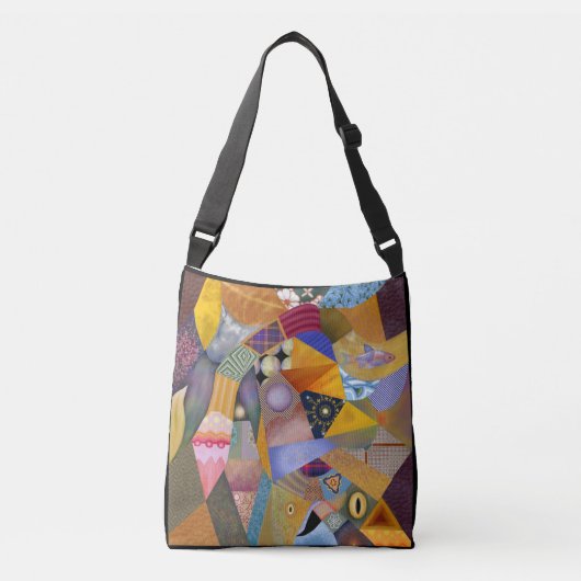 Colorful Patchwork Collage Crossbody Tas (Voorkant)
