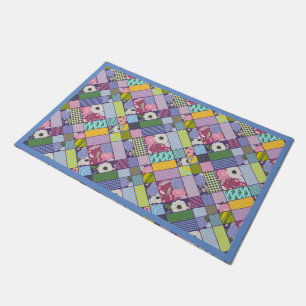 Colorful Patchwork Patroon Geometric Flowers Stipp Deurmat