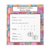 Colorful Patchwork Print Bunco Night Notitieblok (Voorkant)