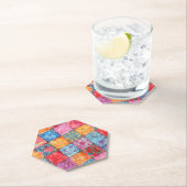 Colorful Patchwork Print Monogram Kartonnen Onderzetters (Insitu)