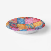 Colorful Patchwork Print Monogram Papieren Kommen (Gebogen)