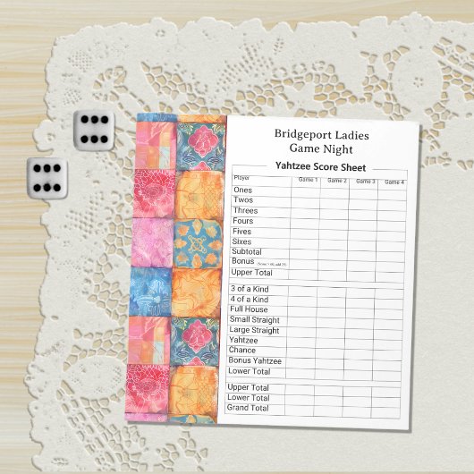 Colorful Patchwork Print Yahtzee Night Notitieblok