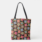 Colorful Patchwork Quilt Blocks Black Draagtas (Achterkant)