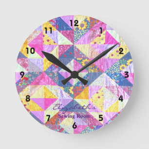Colorful Patchwork Quilt Clock Ronde Klok