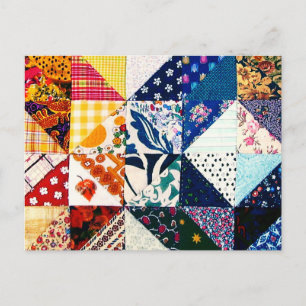 Colorful Patchwork Quilt Crafter's Postcard Briefkaart
