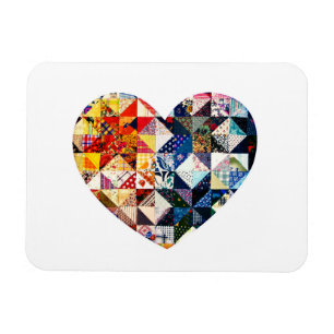 Colorful Patchwork Quilt Heart Magneet