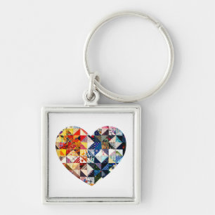 Colorful Patchwork Quilt Heart Sleutelhanger