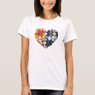Colorful Patchwork Quilt Heart T-shirt