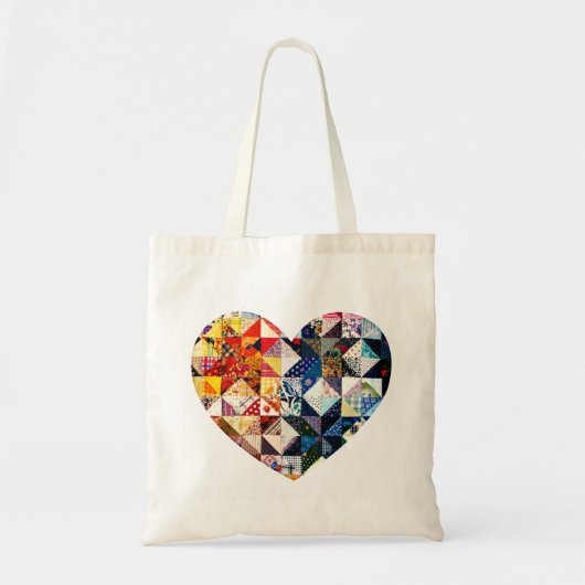 Colorful Patchwork Quilt Heart Tote Bag (Voorkant)